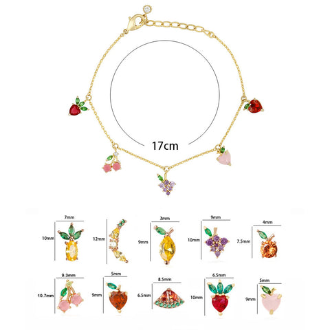 18k Plated Fruits Charm Bracelets For Women