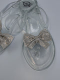 Ribbon Bow Rhinestone Transparent Jelly Flip Flops Read Description