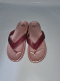 V Strap Old Rose Rhinestone Jelly Sandals