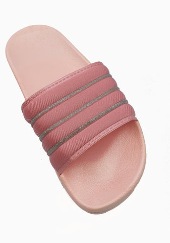 Soft Candy Pink Glittered Slides