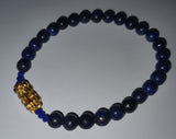 Minimalist Natural Lapis Lazuli Stone Semi Precious Stone with Gold Plated Lucky Charms