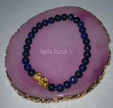 Minimalist Natural Lapis Lazuli Stone Semi Precious Stone with Gold Plated Lucky Charms