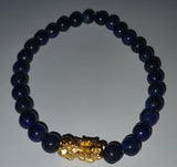 Minimalist Natural Lapis Lazuli Stone Semi Precious Stone with Gold Plated Lucky Charms