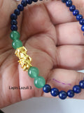 Minimalist Natural Lapis Lazuli Stone Semi Precious Stone with Gold Plated Lucky Charms