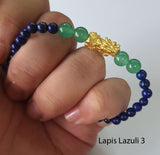 Minimalist Natural Lapis Lazuli Stone Semi Precious Stone with Gold Plated Lucky Charms