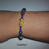 Minimalist Natural Sodalite Semi Precious Stone with Gold Plated Lucky Charms