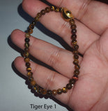 Minimalist Natural Tiger Eye Semi Precious Stone with Gold Plated Lucky Charms