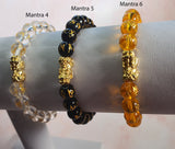 Mantra Natural Glass Beads with Gold Plated Pi Yao