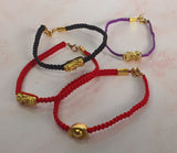 String Bracelet with Gold Plated Lucky Charms and Clasp