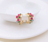 cubic zirconia multicolor ear cuff earrings