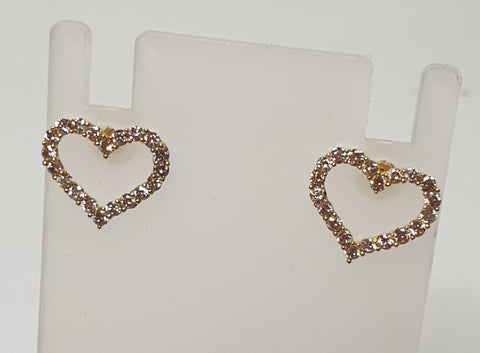 0.70 Diamond Open Heart Yellow Gold Stud Earrings
