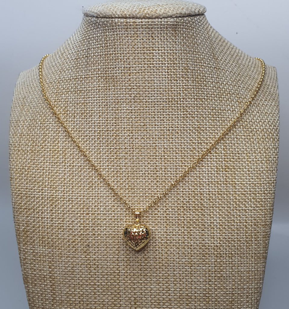 Heart Pendant with 18 inches Gold Necklace