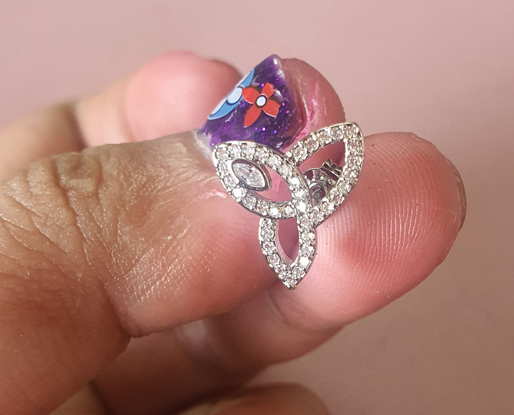 ICAH001 Fashion Zircon Crystal Flower Shape Stud Earrings
