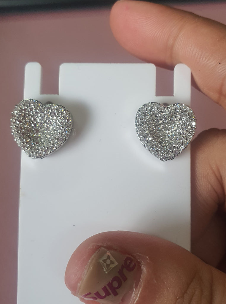 ICAH003 Heart Shape Crystal Women Stud Earrings Simple Love Zircon Earrings