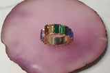 Colorful Crystal Gold Full Rhinestone Baguette Ring