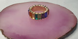 Colorful Crystal Gold Full Rhinestone Baguette Ring