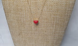 24k 999 Red Full Heart Pendant with 18k Gold Chain