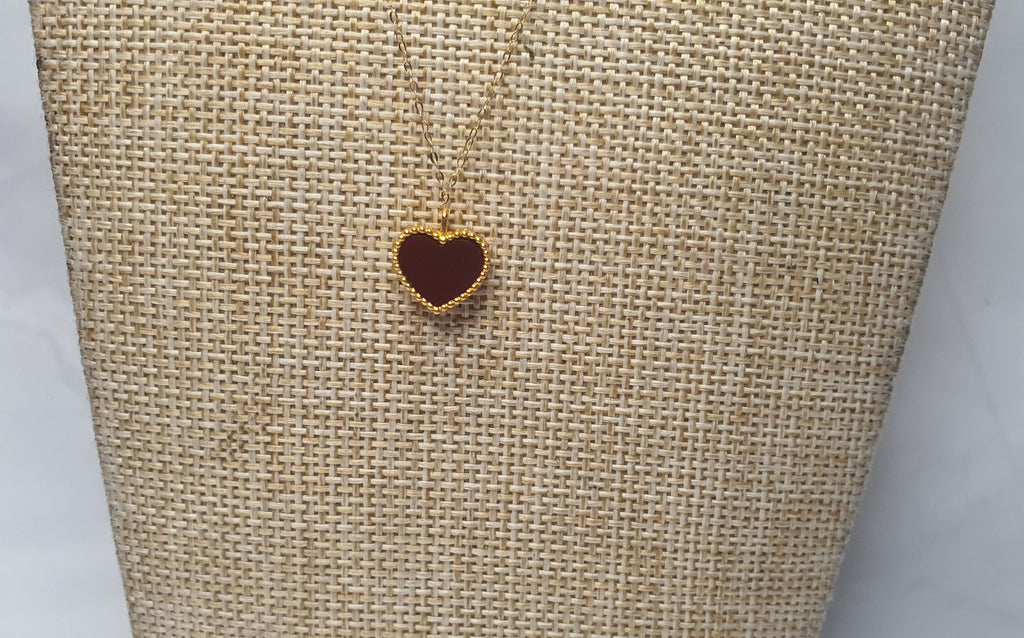 18k 9.6mm Red Gold Heart Necklace