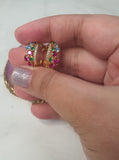 cubic zirconia multicolor ear cuff earrings