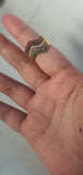 18K Gold Plated Chevron Band Multi Color Stone Rings