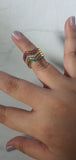18K Gold Plated Chevron Band Multi Color Stone Rings