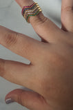 18K Gold Plated Chevron Band Multi Color Stone Rings