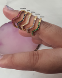 18K Gold Plated Chevron Band Multi Color Stone Rings