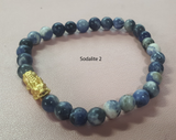 Minimalist Natural Sodalite Semi Precious Stone with Gold Plated Lucky Charms