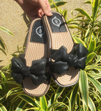 Fabulous Jelly Woven Style Bow casual sandals
