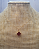 VCA 18k Four Leaf Clover Red Necklace