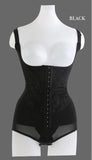 Classic Body Slimmer and Butt Enhancer Black Flower Lace Open Crotch Bodysuit