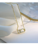 ICAHKYNL098 Rectangle Shape 3A Zircon Necklace for Women