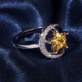 ICAHKYRA01047 CZ Ring Star and Moon Shape 3A Zircon Rings