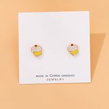 18k gold plated stud enamel earrings