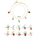 18k Plated Fruits Charm Bracelets For Women