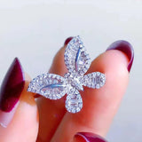 ICAHKYRA0961 Platinum Plated Butterfly Shape 3A Zircon Ring