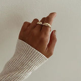 Adjustable Croissant Twisted Chain Designs Ring