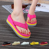 Zia platform flip flops factory price wedge heel dress slippers for women