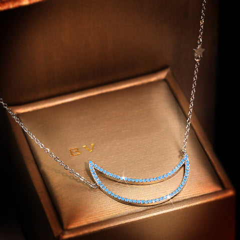 ICAHKYNL0106 CZ Necklaces Shine 3A Zircon Moon Shape Necklace