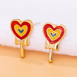 18k gold plated stud enamel earrings