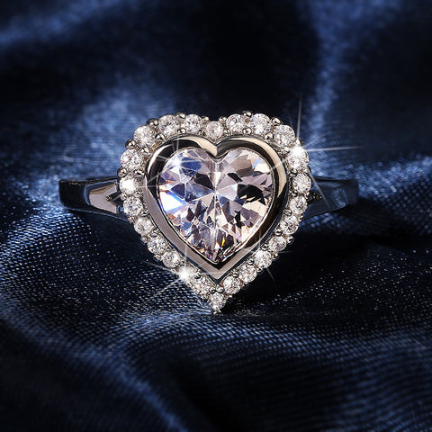 ICAHKYRA01053 CZ Ring Shine 3A Zircon Heart Shape wedding Rings for Women