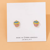 18k gold plated stud enamel earrings