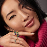 Colorful Crystal Gold Full Rhinestone Baguette Ring
