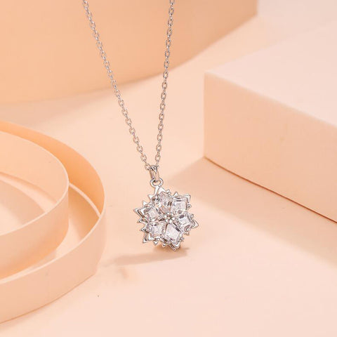 ICAHKYNL092 CZ Necklaces Shine 3A Zircon Snowflake Shape Necklaces