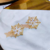 ICAHKYED0357 CZ Earrings 18k gold plated 3A Zircon Snowflake Stud earrings