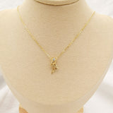 0.03 Carat Diamond 18k Yellow Gold Rose Flower Pendant with Chain Necklace
