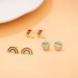 18k gold plated stud enamel earrings