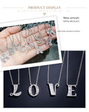 Zircon Bezel and Baguette 26 letters sterling silver initial letter pendant necklace