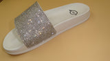 White Sole Rhinestone Slides