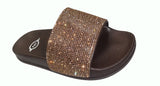 Gold Rhinestone Chocolate Sole Slides